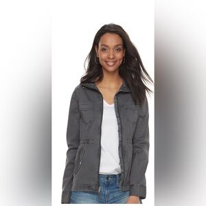 SO Gray Utility Jacket Lightweight Hooded Design